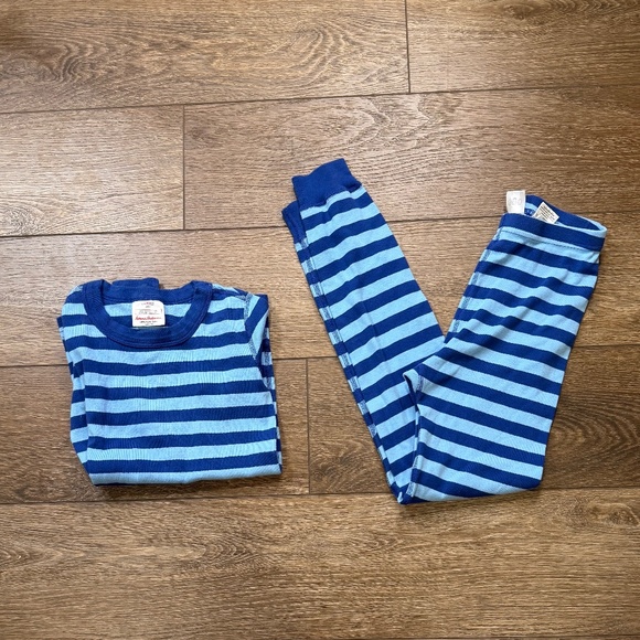 Hanna Andersson Other - Hanna Andersson 2-Piece Long John Blue Striped Pajama Set, Organic Cotton, sz 10